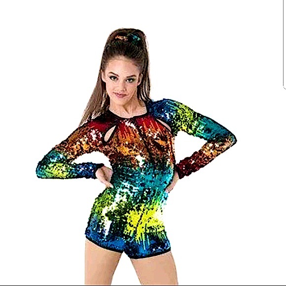 Weissman Pants - Weismann rainbow sequin dance outfit size LC